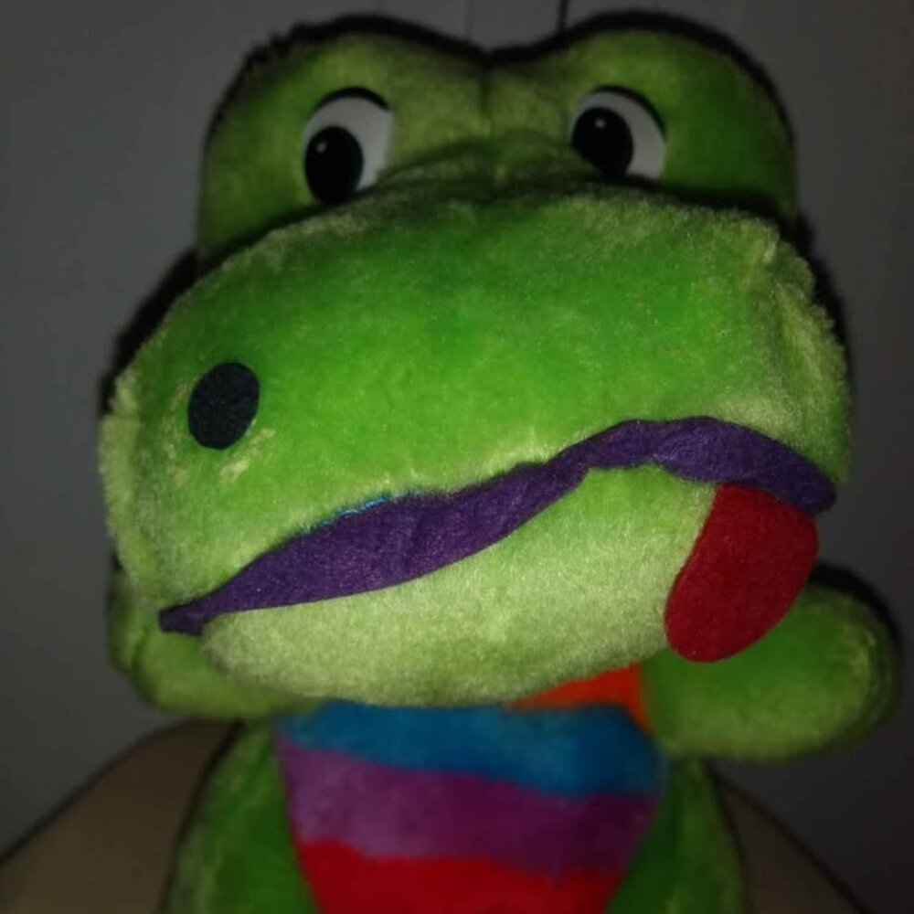 J Company Plush Green Alligator with Rainbow Belly